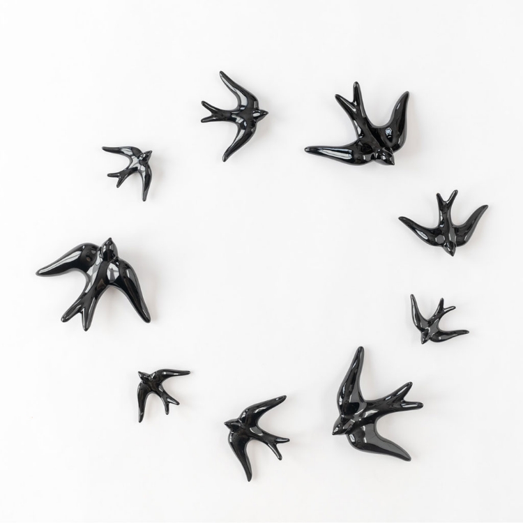 Black ceramic swallows
