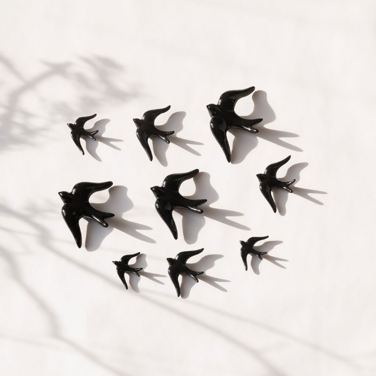 Black ceramic swallows from Portugal