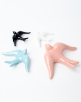 Picture of Set of 3 pale pink ceramic swallows