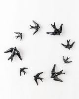 Picture of Set of 3 pale pink ceramic swallows